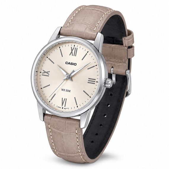 Жіночий годинник Casio LTP-1303LL-7A з шкіряним ремінцем та мінеральним склом