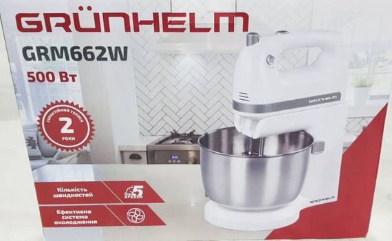 Стаціонарний електричний ручний міксер Grunhelm GRM662W 500 Вт кухонний | Зображення 2