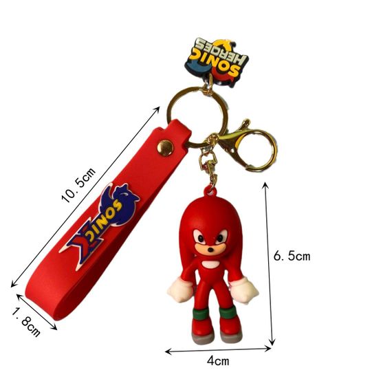 Брелок Наклз із мультфільму Сонік (Sonic the Hedgehog) на карабіні з ремінцем Брелок фігурка Сонік для ключів і рюкзака Червоний | Зображення 1