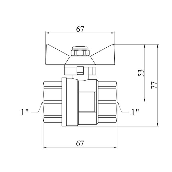 Кран кульовий STA "Premium" 1" ВВ PN40 метелик, нікельований | Зображення 1
