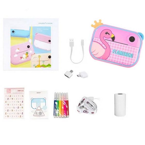 Дитячий фотоапарат миттєвого друку з підтримкою microSD YT008 FLAMINGO Рожевий