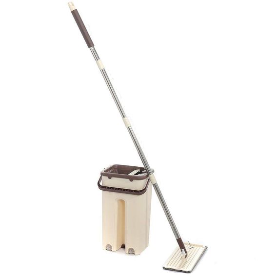 Комплект для прибирання швабра та відро 3,5л з автоматичним віджимом, Scratch Cleaning Mop, Бежевий / Швабра ледарка з відром | Зображення 9