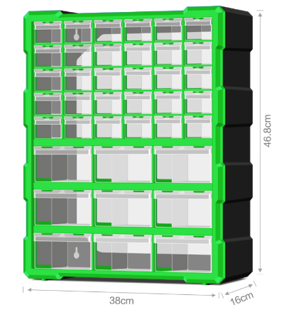 Скринька для зберігання деталей 39 осередків 46, 8x38x16cм, осередки 2х-типів 15 | Зображення 1