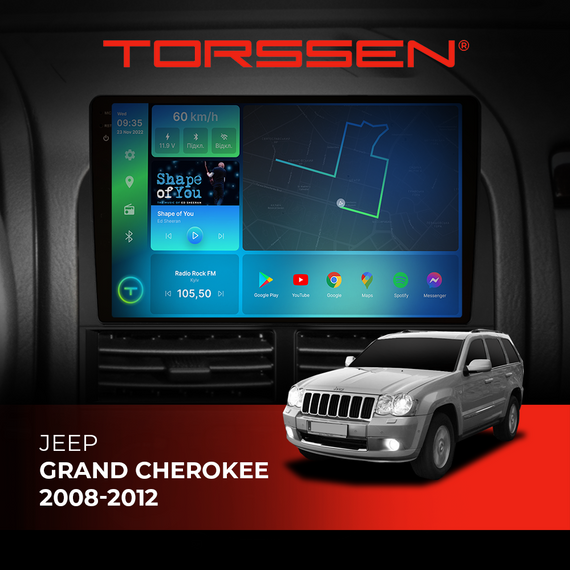 Штатна магнітола Torssen 2K Jeep Grand Cherokee 08-12 F9464 4G Carplay DSP