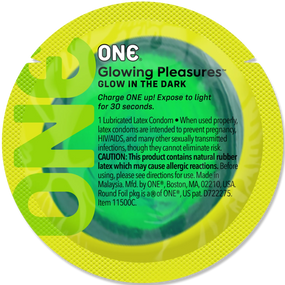 Презерватив ONE Glowing Pleasures, 1 шт, світиться в темряві, зі змазкою