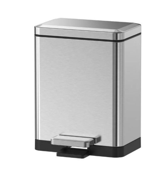 Відро для сміття Koer TC-010315-02 з плавним закриттям, прямокутне, 15 л, нержавійка (KR5603)