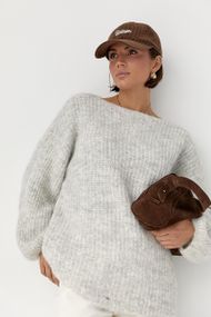 Подовжений джемпер легкої в'язки - світло-сірий цвет, ONE SIZE (є розміри)