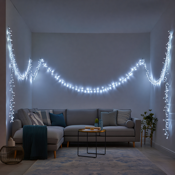 Новорічна гірлянда кімнатна нитка 14 м 160 LED кімнатна гірлянда білий провід Біле світло W160LED16MWW | Зображення 1
