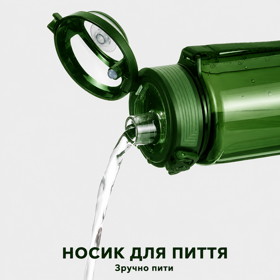 Экологическая бутылка KANGZYUAN 500 мл - Зеленая Tritan BPA-free, ударопрочная, с герметичной крышкой и ремешком | Зображення 3
