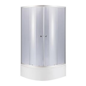 Lidz Latwa SC90x90.SAT.HIGH.GR Душова кабіна напівкругла, скло тон 4 мм + Lidz Душовий піддон KAPIELKA ST90x90x41, з панеллю