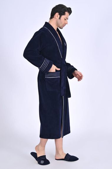 Чоловічий халат Nusa 1455 з тапочками синій 4XL | Зображення 4