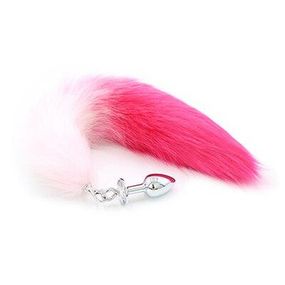 Анальна пробка зі штучного хутра DS Fetish Anal plug faux fur fox tail pink/fushia Sex Aura