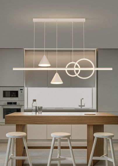 Люстра світлодіодна підвісна LED світильник для квартири на стелю лед 27602 Білий 30-160х15х120 см. | Зображення 1