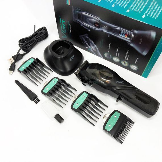 Машинка для стрижки волосся VGR V-269 (професійна) з дисплеєм та 4 насадками, окантувальна машинка | Зображення 1