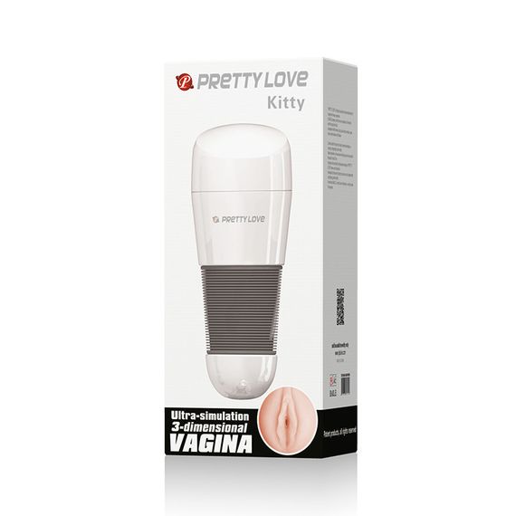 Мастурбатор рот в колбі Pretty Love Kitty, білий, 20,5 × 8,4 см Sex Aura | Зображення 7