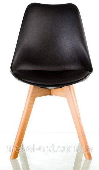 Стул Sedia black DSM Eames Style, черное пластикое сиденье с мягкой подушкой и деревянные буковые ножки | Зображення 1