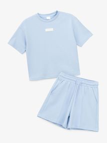 Костюм шорти+футболка для дівчиники Dinomin 2517 140 см Блакитний shop (2000999459689)