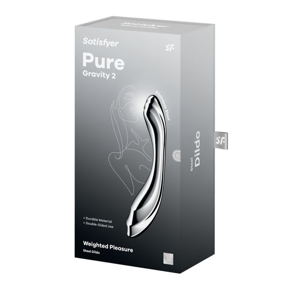 Металевий дилдо Satisfyer Pure Gravity 2, двосторонній, можна нагрівати й охолоджувати, дуже важкий | Зображення 4
