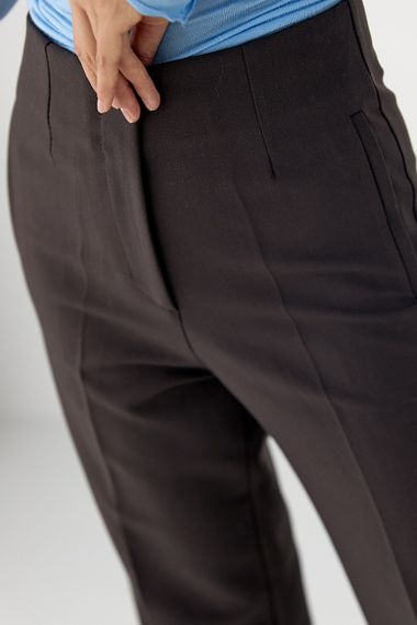 Класичні штани-палаццо з високою посадкою - темно-коричневий цвет, XS (є розміри) | Зображення 3