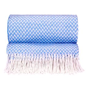 Плед бавовняний зиг-заг блакитний Love You 140 x 200 см