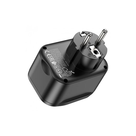 Мережевий фільтр HOCO NS3 на 1 розетку + 2 USB + USB-C, 20W, 220В, Black | Зображення 2
