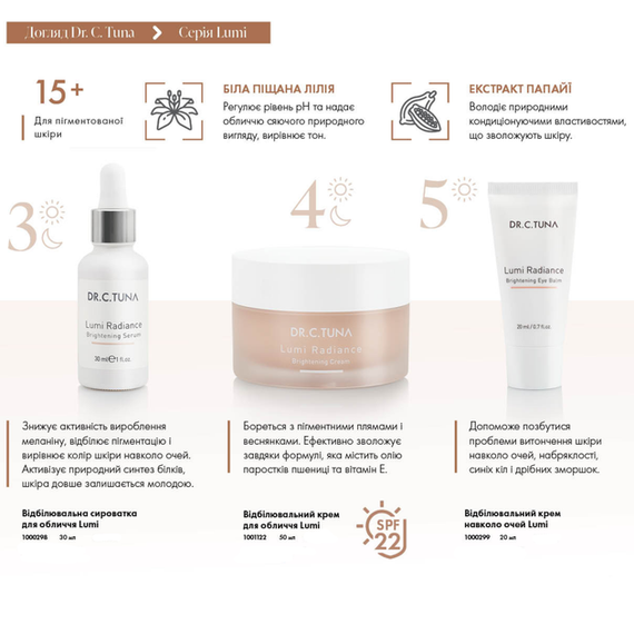 Набір для обличчя відбілювальний від пігментних плям Farmasi Lumi Radiance Dr. C. Tuna 15+ | Зображення 2