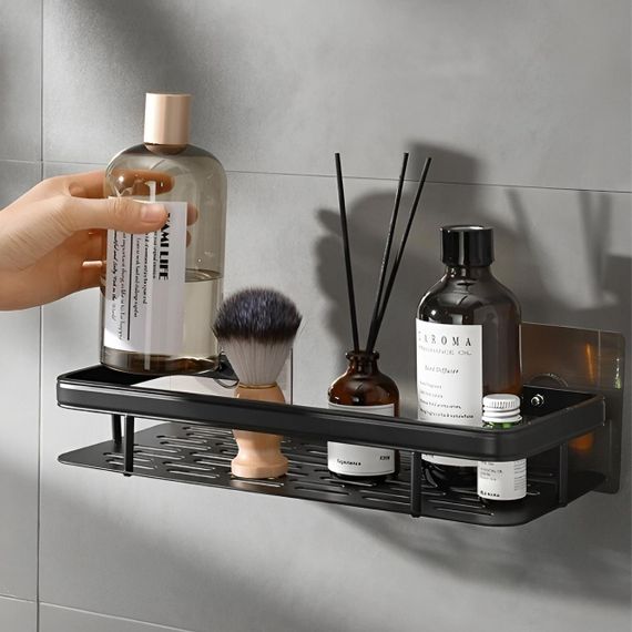 Металева полиця для ванної кімнати, 30х13х4,5 см, Bathroom shelf / Самоклеюча полиця органайзер / Поличка для ванни | Зображення 5