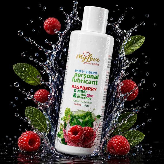 2в1 лубрикант та масажний гель - MyLove Aroma Series Intim&Massage Raspberry & Mint, 300 мл Sex Aura | Зображення 1