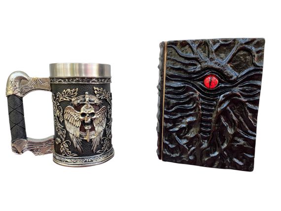 Подарунковий набір Кухоль 3D Меч у Черепі та Блокнот 3D «Книга, що дивиться у відповідь»