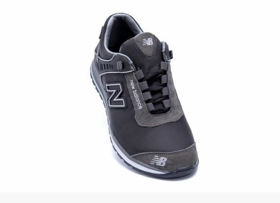 Чоловічі шкіряні демісезонні кросівки New Balance колір чорний, сірий | Зображення 2