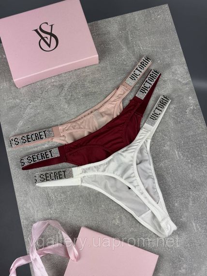 Комплект женских стрингов со стразами Victoria's Secret - 3 шт на выбор, трусики-стринги Виктория Сикрет | Зображення 3