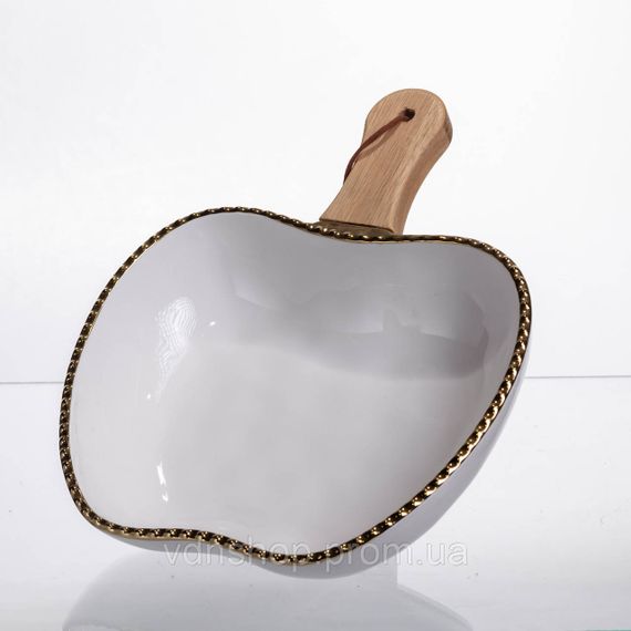 Тарілка порцелянова глибока з ручкою Яблуко 25×20×5 (см) з ручкою Золото ZJH-14-2