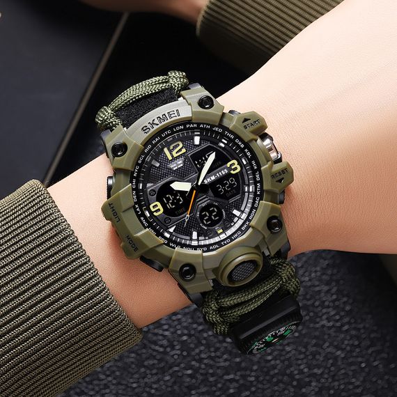 Чоловічий годинник Skmei 1155BNAG Army Green | Зображення 5