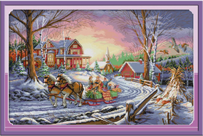 Набор для вышивания по нанесённой на канву схеме "Winter travel".AIDA 14CT printed , 60*41 см
