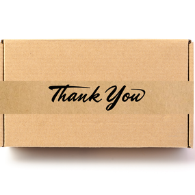 Скотч этикетка крафт "Thank You 02", 50х294 мм (100 шт/рулон) с принтом, самоклеющаяся Viskom