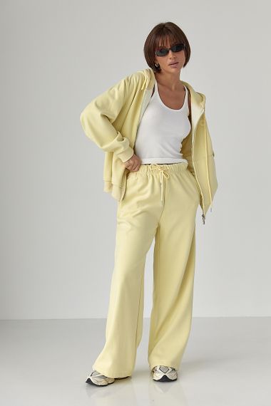 Теплий спортивний костюм із худі з капюшоном та прямими штанами - лимонний цвет, S/M (є розміри) | Зображення 4