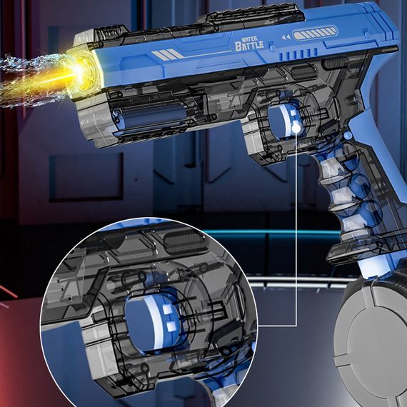 Водяний акумуляторний пістолет Water Gun 66-35 (500ml) with lithium battery Transparent blue | Зображення 1