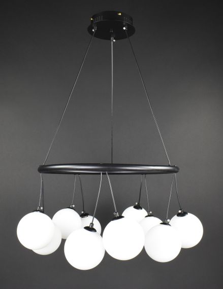 Люстра підвісна на 10 лампочок 27519 Чорний 45-160х65х65 см. | Зображення 3