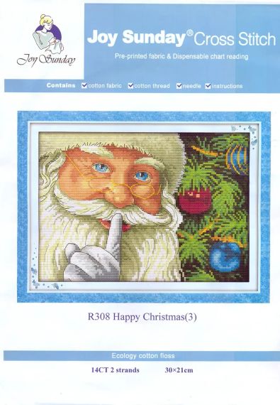 Набір для вишивання за нанесеною на канву схемою "Happy Christmas 3".  AIDA 14CT printed, 30*21 см | Зображення 1