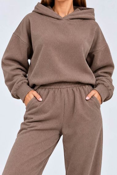 Костюм трикотажний жіночий, колір коричневий, 244R9137 | Зображення 3