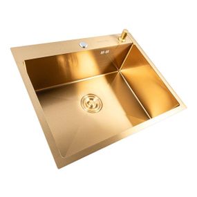 Мийка кухонна нержавіюча сталь PVD Gold для кухні VALESO 60*50 Handmade 3.0/0.8