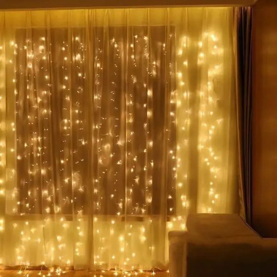 Гірлянда водоспаду штора Теплий білий 3x3 м 320 діодів Xmas LED WW-3, світлодіодна гірлянда водоспад штора | Зображення 2