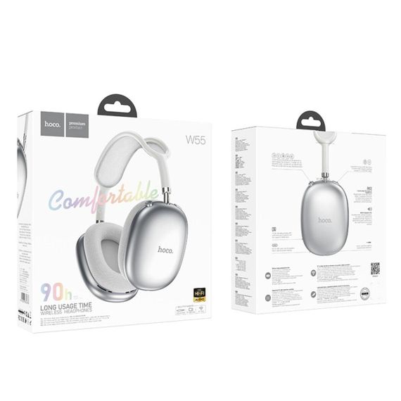 Бездротові навушники HOCO W55 Pleasing BT headphones Silver | Зображення 1