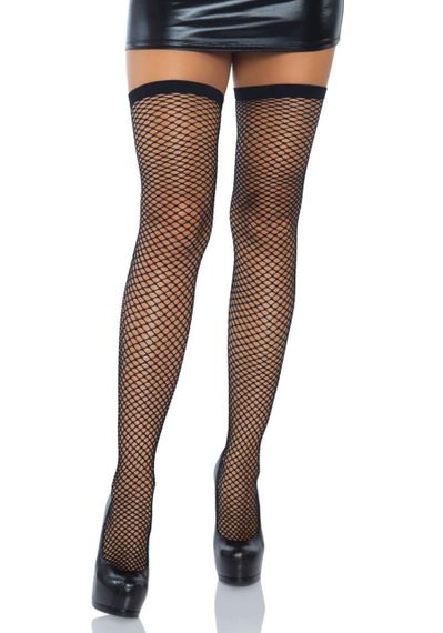 Чулки-сетка со швом сзади Leg Avenue Bow back seam thigh highs One size Black, атласный бант sexstyle | Зображення 1