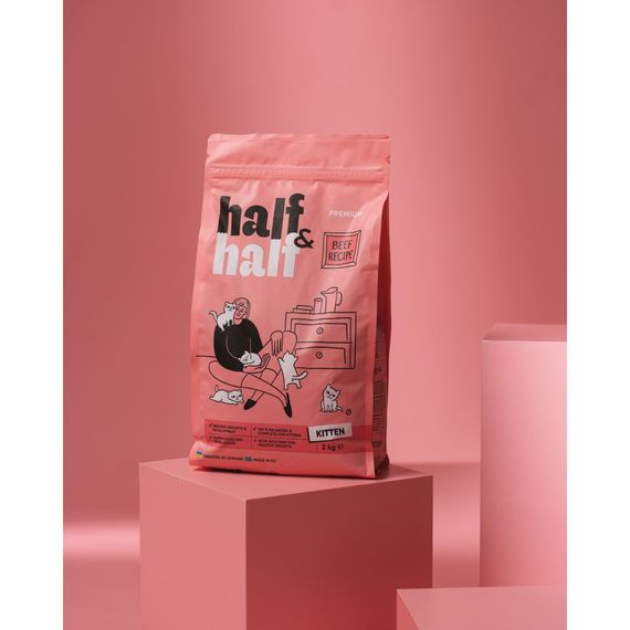 Корм сухий HalfHalf для кошенят з яловичиною 2 кг | Зображення 3