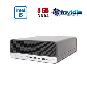 ПК HP ProDesk 600 G3 SFF / Intel Core i5-6400 (4 ядра по 2.7 - 3.3 GHz) / 8 GB DDR4 / 256 GB SSD NVMe / nVidia Quadro P400, 2 GB GDDR5, 64-bit / Wi-Fi / Win 10 Lic б/в