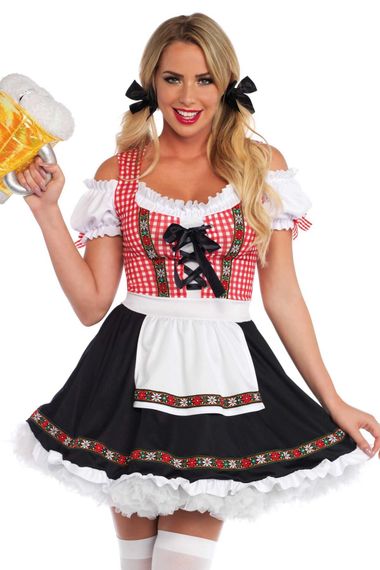 Ролевой костюм баварской девушки Leg Avenue Beer Garden Babe Черно-бело-красный M | Зображення 2