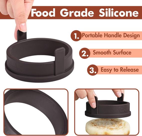 Силіконові кільця для яєць, панкейків, форма для англійських мафінів, оладок, набір 4 шт 9 см, для сковороди та духовки | Зображення 3