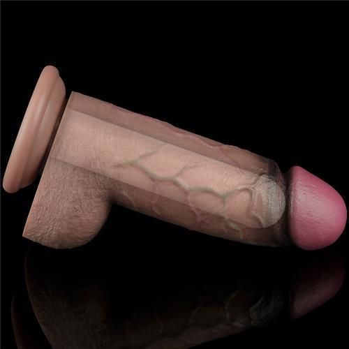 Фалоімітатор - Dual-Layered Silicone Cock XXL 9.5" Brown Sex Aura | Зображення 2