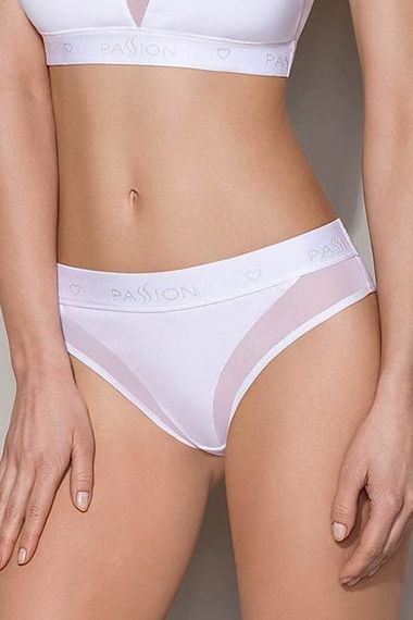 Трусики хлопковые с прозрачной вставкой Passion PS002 PANTIES, Белый, S, S, Маленький размер